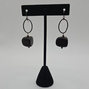 Silpada Sterling Silver Ebony Wood Bead Dangle Earrings